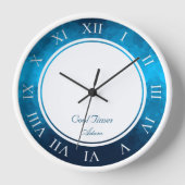 Horloge Custom Name & Image Crystallized Blue Background (Recto)