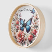 Horloge Customizable Blue Butterfly Floral Art-96279 (Angle)