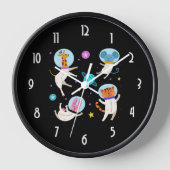 Horloge Cute astronaute Animaux flottant dans l'espace (Recto)