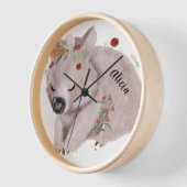 Horloge Cute Baby Wombat Gold Speckle Nom personnalisé (Angle)