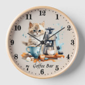 Horloge Cute barre de café chat ajouter du texte (Recto)
