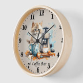 Horloge Cute barre de café chat ajouter du texte (Angle)