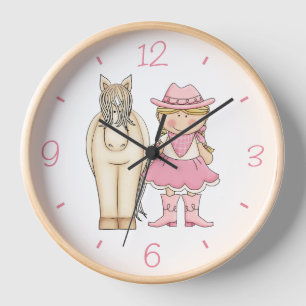 Horloge Cute Blond Cowgirl and Cream Horse
