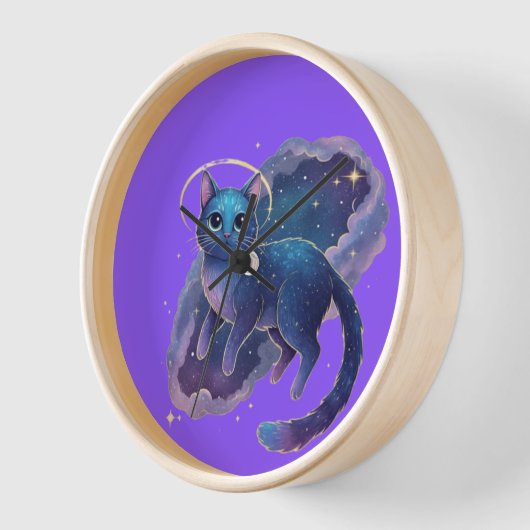 Horloge Cute Cat Illustration Wall Clock (Angle)