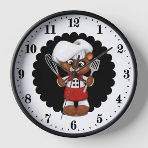 Horloge Cute chef ours amoureux cuisine
