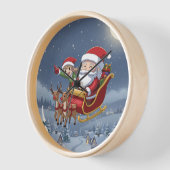 Horloge Cute Christmas Chibi Santa and Elf Clock (Angle)