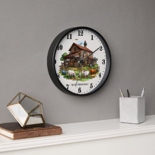 Horloge Cute Country ferme ajouter Nom de famille