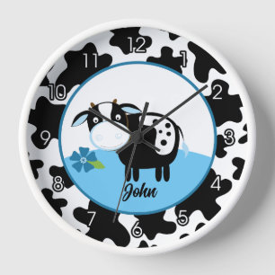 Horloge Cute Cow Barnyard Nursery Clock Boy