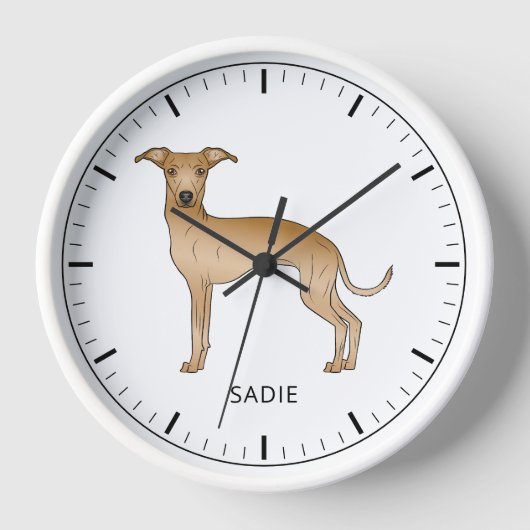 Horloge Cute Dog Italien Grishound Avec Texte Personnalisé (Recto)