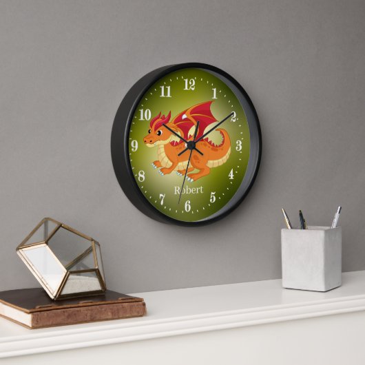 Horloge cute dragon add name kids (Bureau)