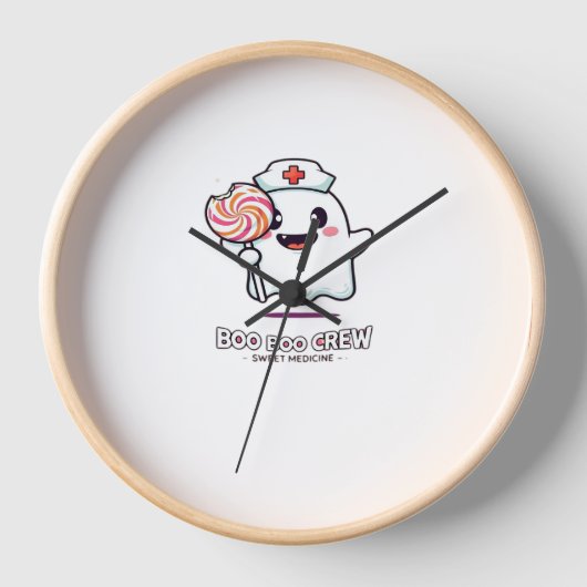 Horloge Cute Ghost Nurse Boo Boo Crew Halloween classique  (Recto)