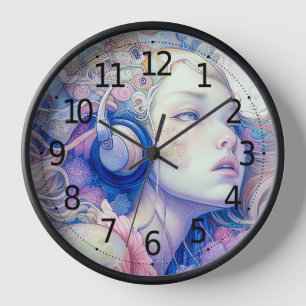 Horloge Cute Girl with Headphone Music Oeuvre moderne  