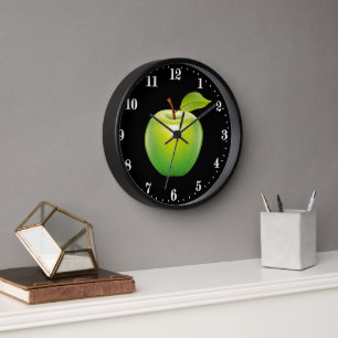 Horloge Cute green apple lover kitchen decor