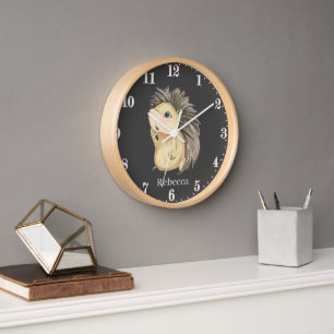 Horloge cute hedgehog lovers add name