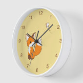 Horloge Cute Little Fox regarde Papillon jaune (Angle)