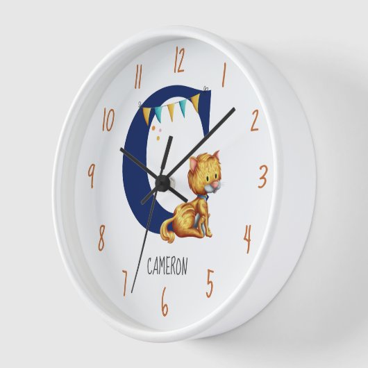 Horloge Cute Monogram Cat Nursery (Angle)