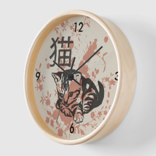 Horloge Cute oriental neko cat design
