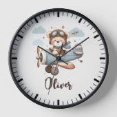 Horloge Cute Pilot Teddy Bear Personnalisé (Recto)