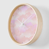 Horloge Cute Pink Aesthétique Nuages Étoiles Céleste (Angle)