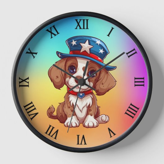 Horloge Cute Puppy wearing American Hat-71009 (Recto)
