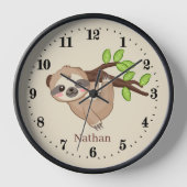 Horloge cute sloth lovers animal add name large clock (Recto)