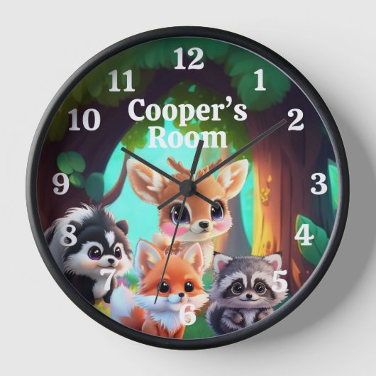 Horloge Cute Woodland amis renard skunk raccoon cerf (Recto)