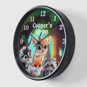 Horloge Cute Woodland amis renard skunk raccoon cerf (Angle)
