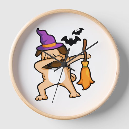 Horloge Dabbing Halloween Carlin chien (Recto)