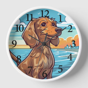 Horloge Dachshund à la plage