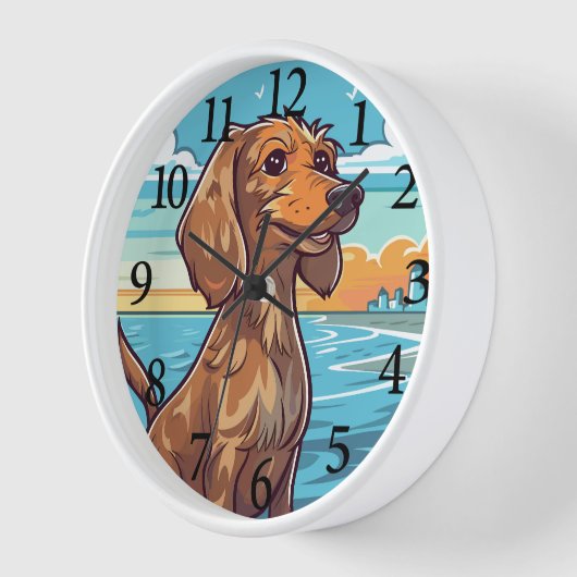 Horloge Dachshund à la plage (Angle)