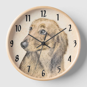 Horloge Dachshund (Longue) Peinture Chien Art original