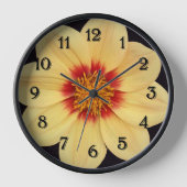 Horloge Dahlia jaune sur Floral noir (Recto)