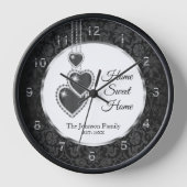 Horloge Damas Noir avec Coeurs - Home Sweet Home (Recto)