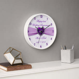 Horloge Damask 33 Wedding Anniversary Wall Clock