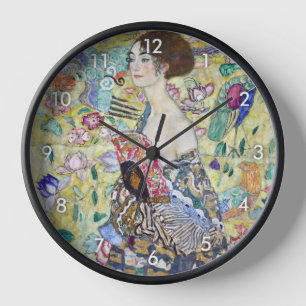Horloge Dame avec un ventilateur, Gustav Klimt