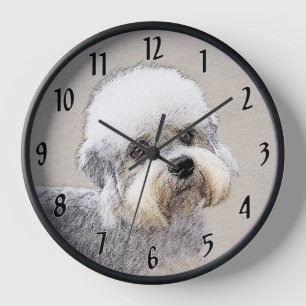 Horloge Dandie Dinmont Terrier Peinture Chien Art original