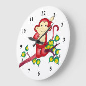 Horloge d'animal de singe rouge (Angle)