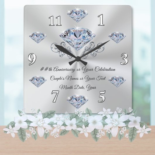 Horloge d'anniversaire de diamant ou votre