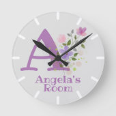 Horloge dans un design floral avec nom Angela (Recto)