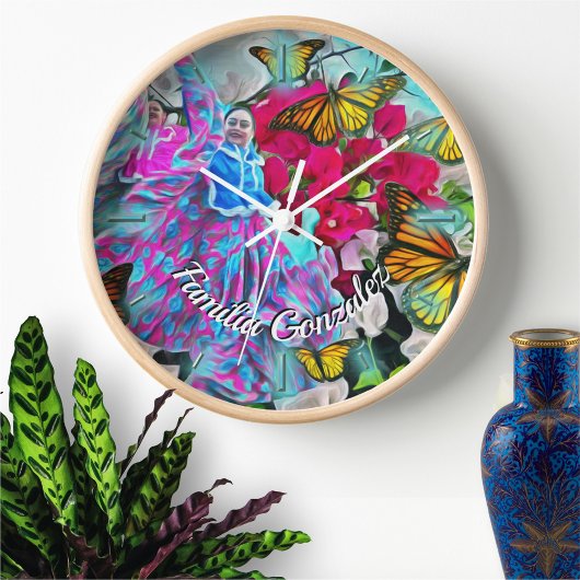 Horloge Danse avec Fleurs et Papillons PV01