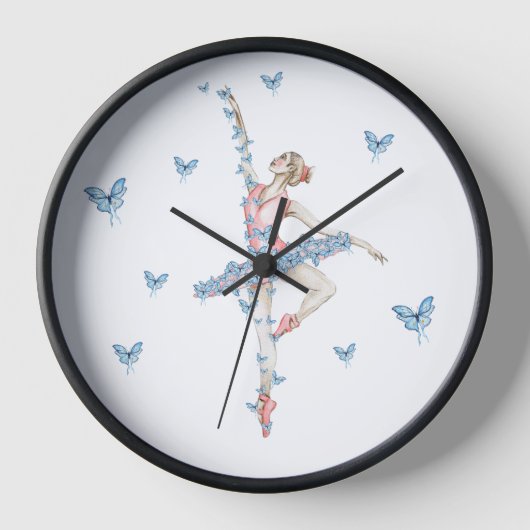 Horloge Danse d'aquarelle ballerine en robe rouge (Recto)