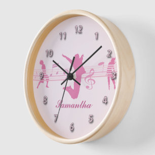 Horloge Danse de musique et rose personnalisés de drame