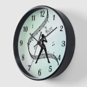 Horloge Danse Jazz Menthe Noir Chiffres (Angle)
