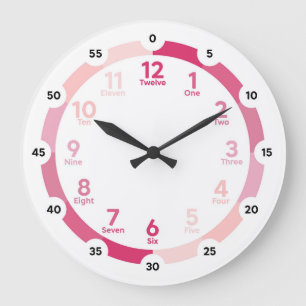 Horloge d'apprentissage - teintes roses