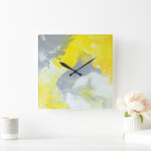 Horloge d'art Abstrait gris et jaune (Maison)