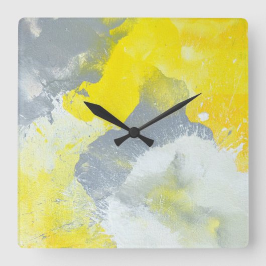 Horloge d'art Abstrait gris et jaune (Recto)
