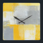 Horloge d'art Abstrait gris et jaune "sournois"<br><div class="desc">The Image used to create this product is an original abstract art painting by T30 Gallery.</div>