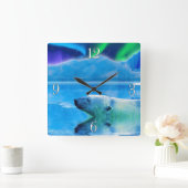 Horloge d'art de l'ours polaire et de l'Aurora (Maison)