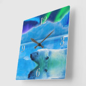Horloge d'art de l'ours polaire et de l'Aurora (Angle)