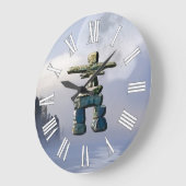 Horloge d'art inukshuk et lune sauvage (Angle)